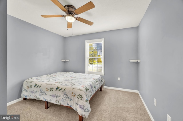 bedroom featuring carpet floors and ceiling fan