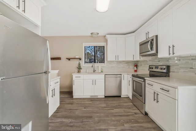 kitchen featuring white cabinets, stainless steel appliances, and sink