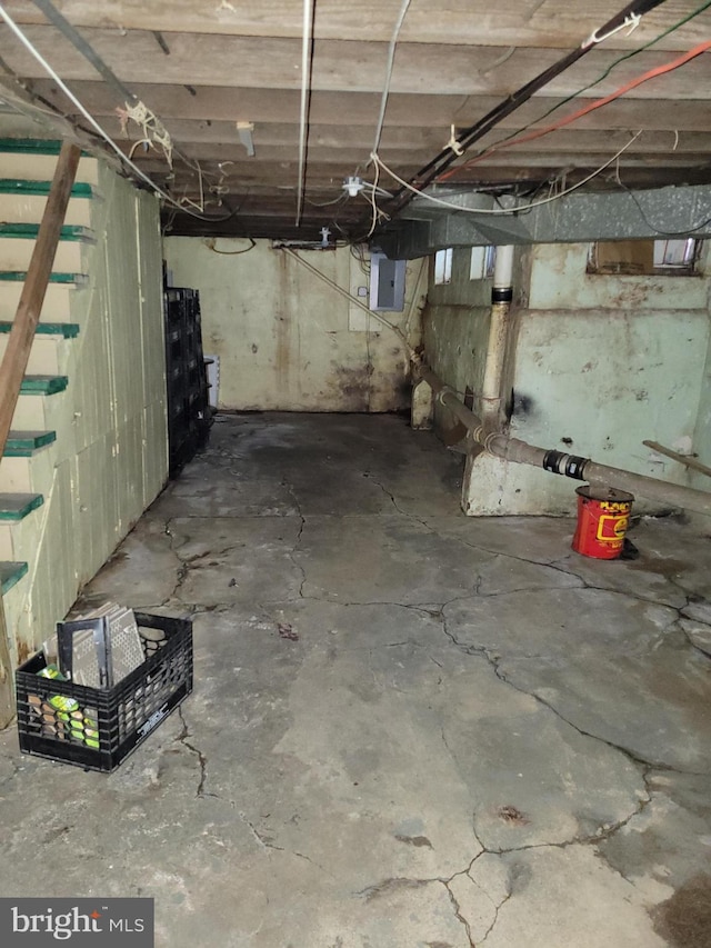 basement with electric panel