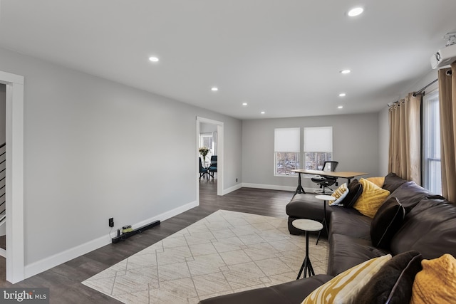 living room featuring dark hardwood / wood-style floors