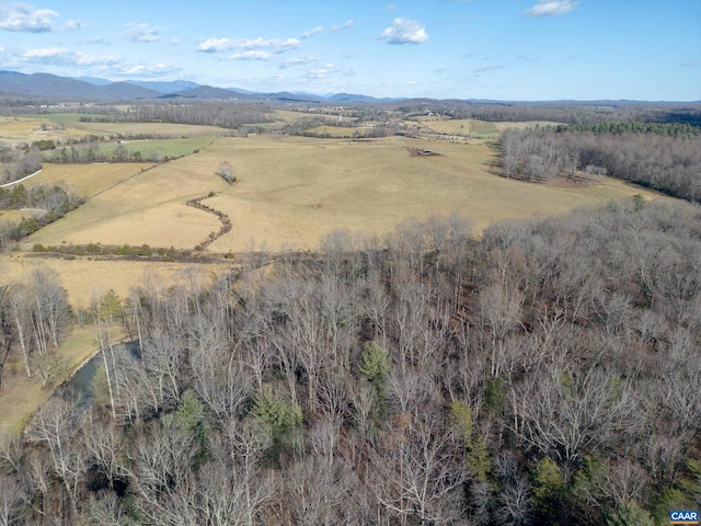 drone / aerial view featuring a mountain view