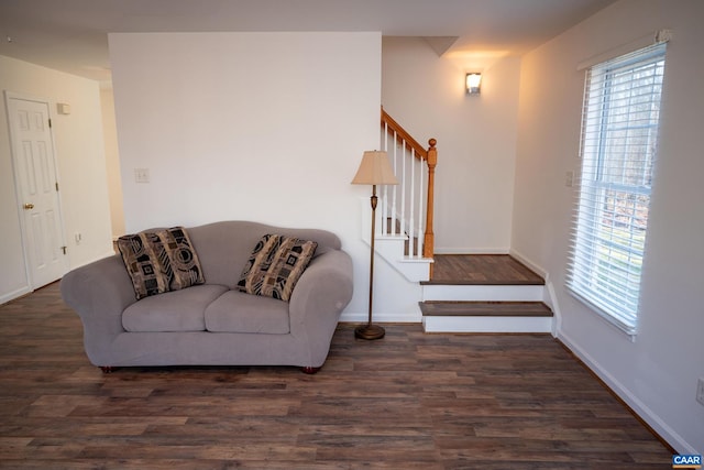 living area featuring dark hardwood / wood-style flooring