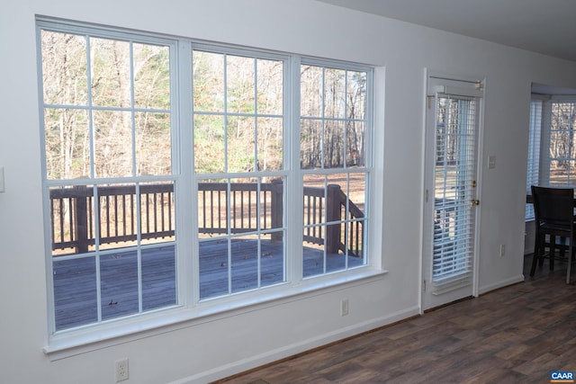 doorway featuring dark hardwood / wood-style flooring