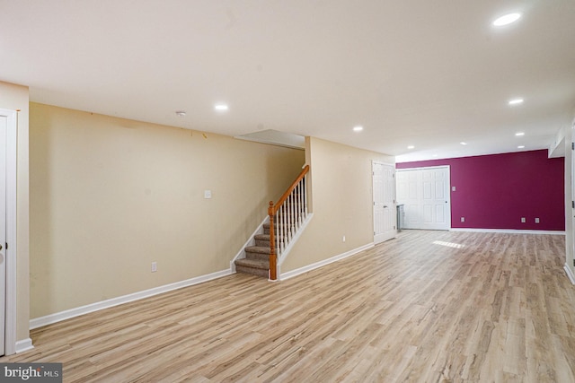 interior space with light hardwood / wood-style flooring