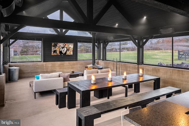 interior space featuring lofted ceiling