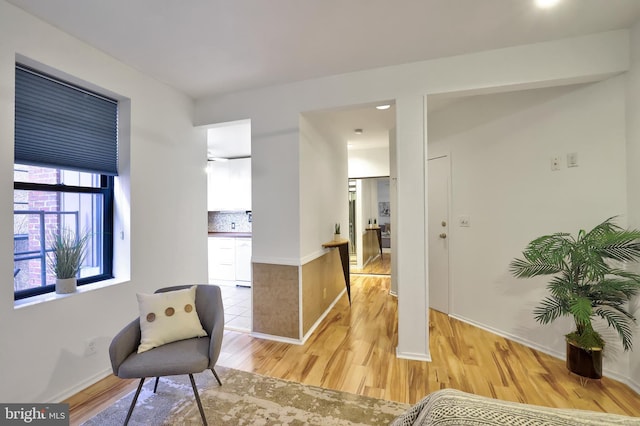 living area featuring light hardwood / wood-style floors