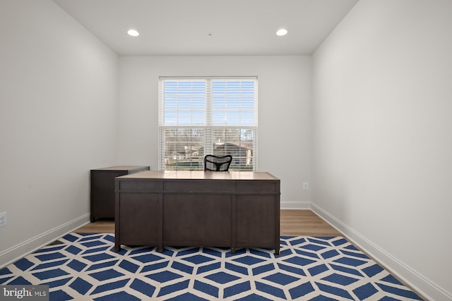 home office featuring wood-type flooring