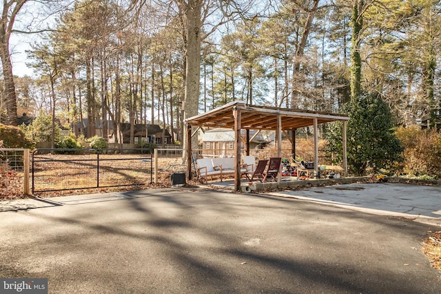 exterior space with a gate and fence