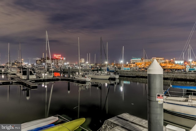 view of dock featuring a water view