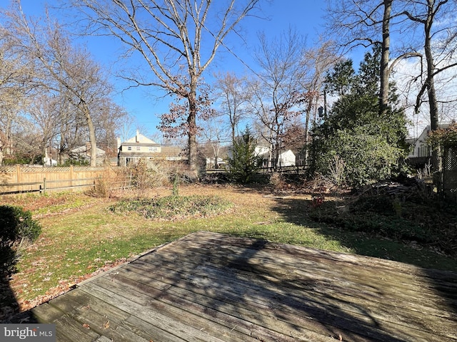 view of yard with a wooden deck