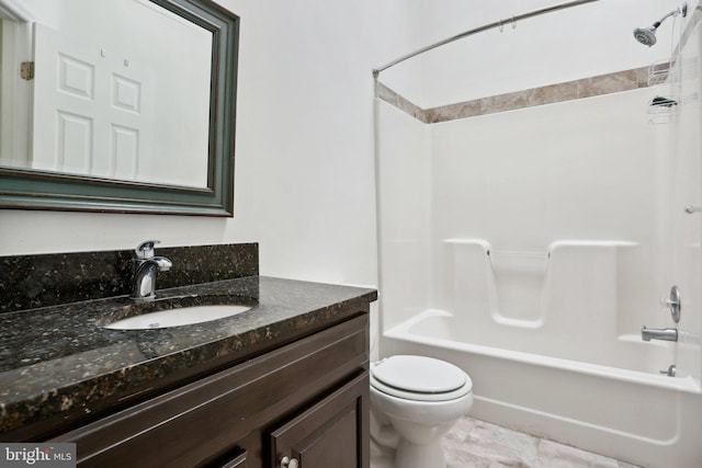 full bathroom featuring vanity, shower / bathing tub combination, and toilet