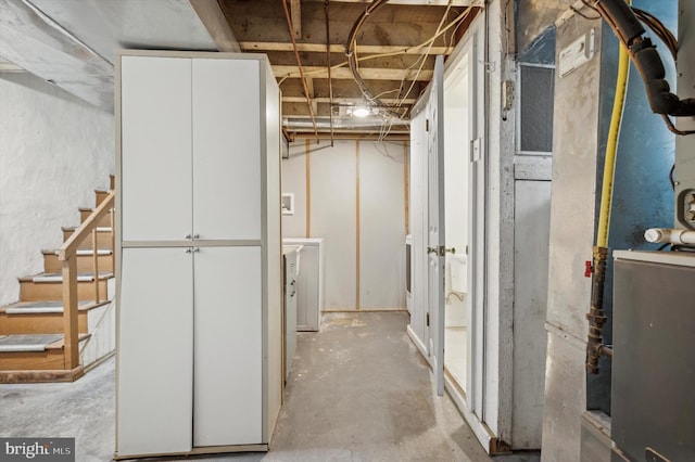 basement with heating unit