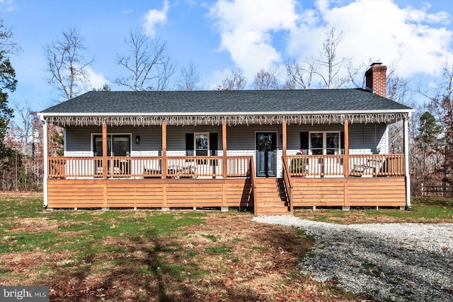 view of front facade featuring covered porch