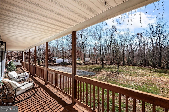 deck featuring covered porch