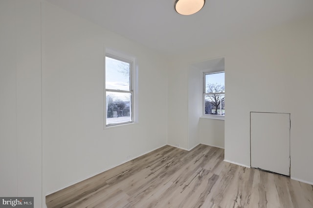 spare room with light wood-type flooring and a wealth of natural light