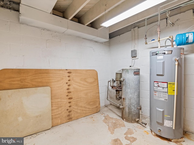 utility room featuring water heater