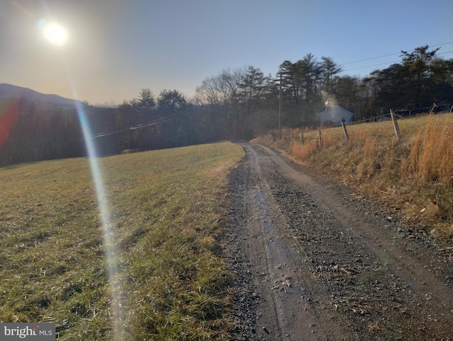 view of street with a rural view