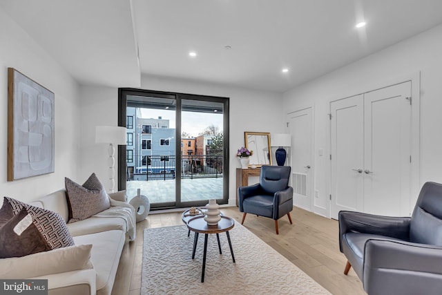 living room featuring light hardwood / wood-style flooring