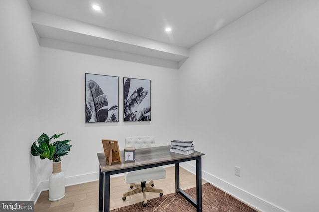 home office featuring wood-type flooring