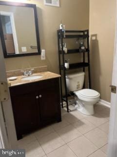 bathroom featuring tile patterned floors, vanity, and toilet