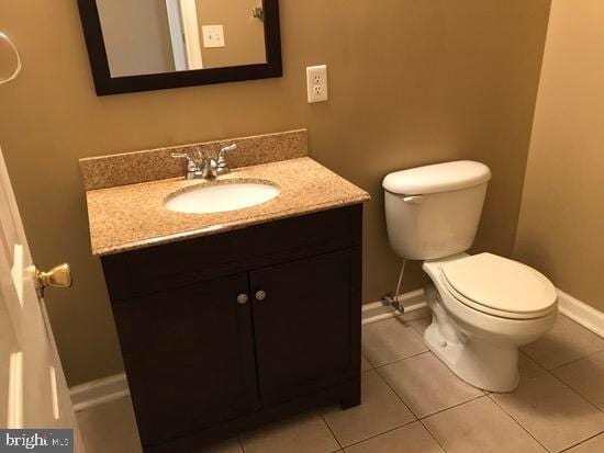 bathroom with tile patterned floors, vanity, and toilet