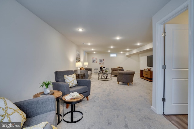 living room with hardwood / wood-style flooring