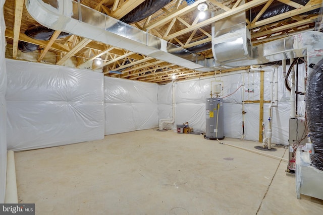 basement with water heater