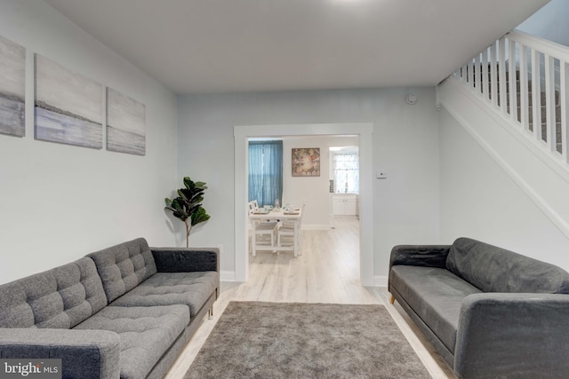 living room with wood-type flooring