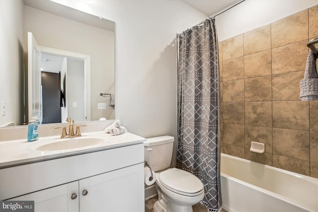 full bathroom with vanity, toilet, and shower / bath combo