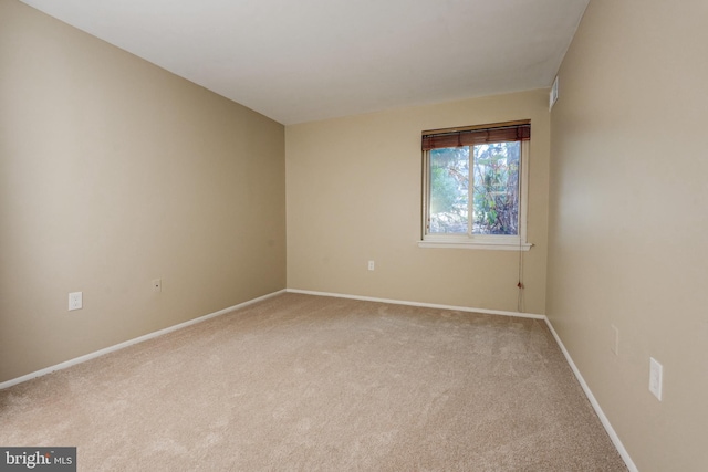 spare room featuring light carpet