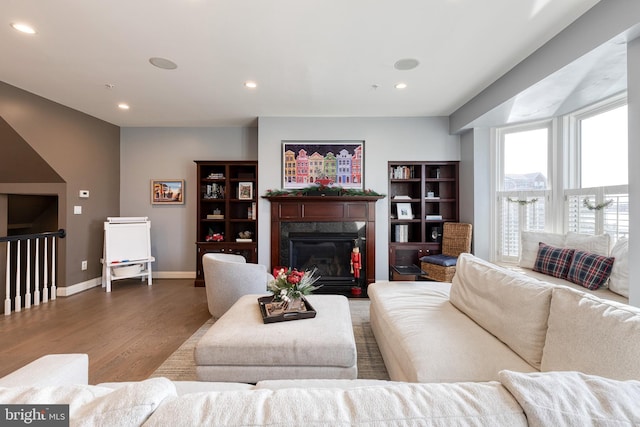 living room featuring wood-type flooring