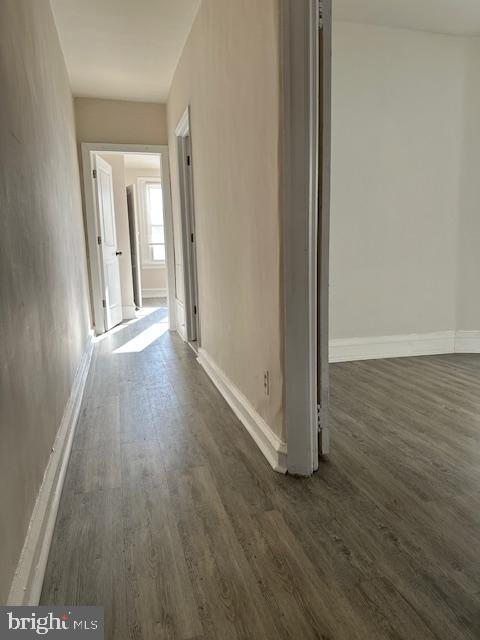 hall featuring dark wood-type flooring