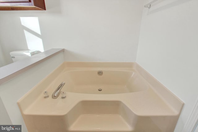 bathroom with toilet and a bathing tub