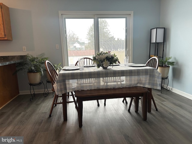 dining space featuring dark hardwood / wood-style floors