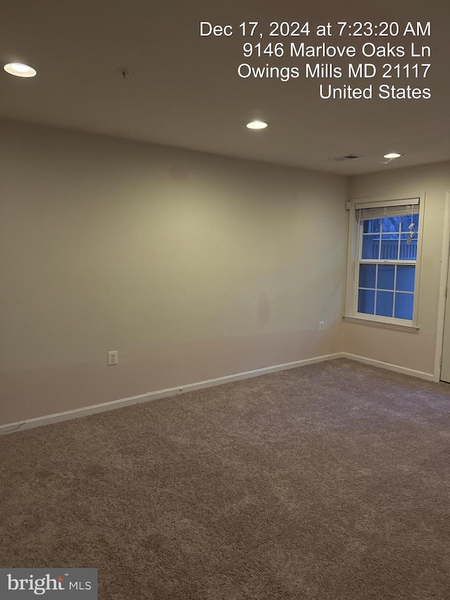 view of carpeted empty room