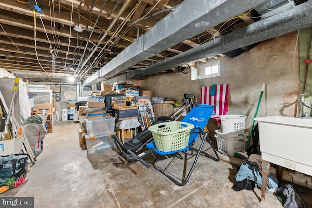 basement featuring sink