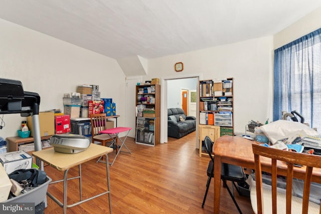 office space featuring light hardwood / wood-style floors