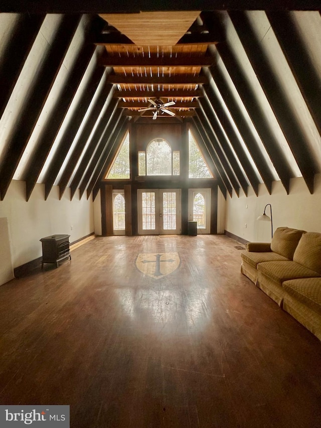 interior space featuring vaulted ceiling