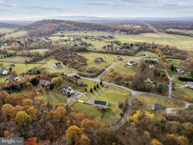 aerial view featuring a rural view