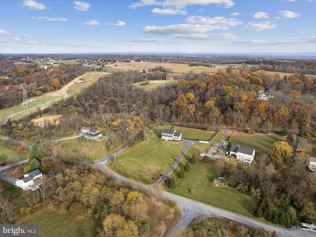 aerial view with a rural view