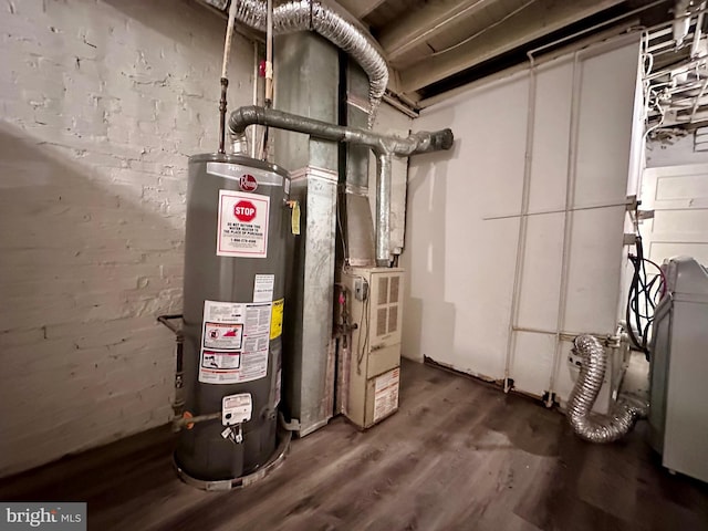 utilities with gas water heater and heating unit