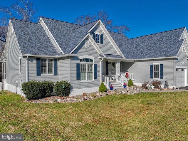 view of front of property featuring a garage and a front yard