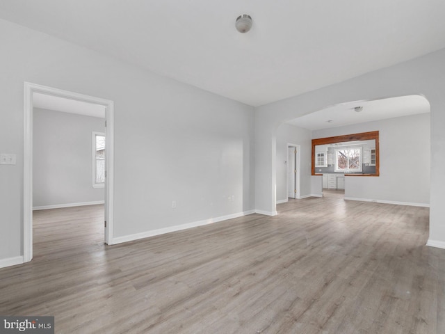 unfurnished living room featuring light hardwood / wood-style floors