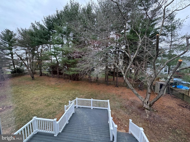 view of yard with a deck