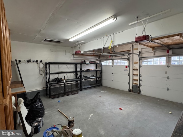 garage with a garage door opener