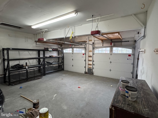 garage with a garage door opener