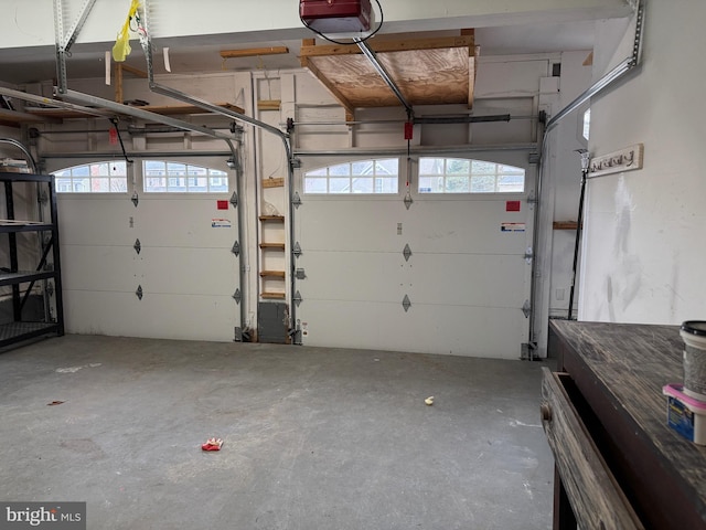 garage with a garage door opener