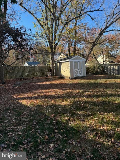 view of yard featuring a shed