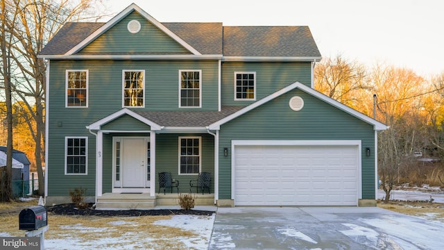 view of front of property featuring a garage