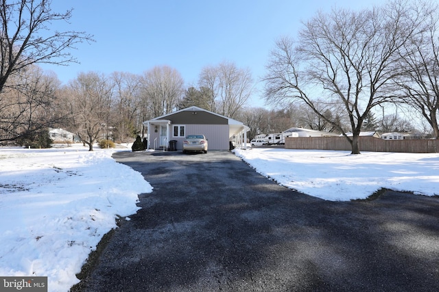 view of snow covered exterior